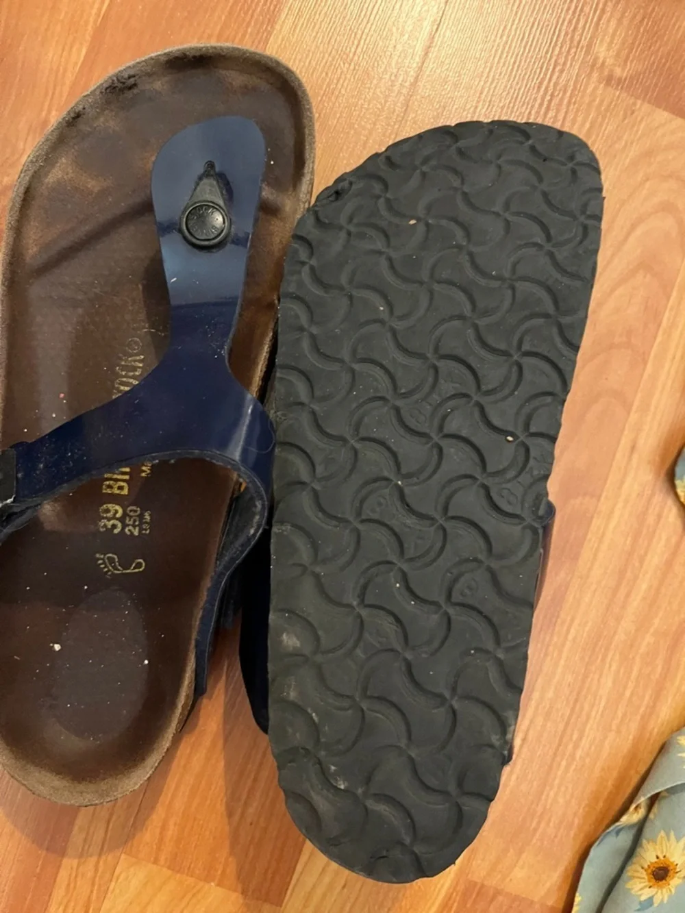 Birkenstock Gizeh Thong Sandals Metallic Blue Birko-Flor Size 39